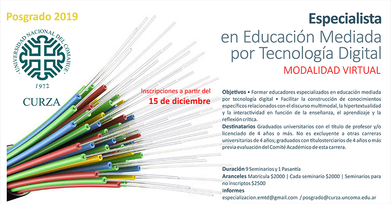 ESPECIALIZACIÓN EN EDUCACIÓN MEDIADA POR TECNOLOGÍA DIGITAL